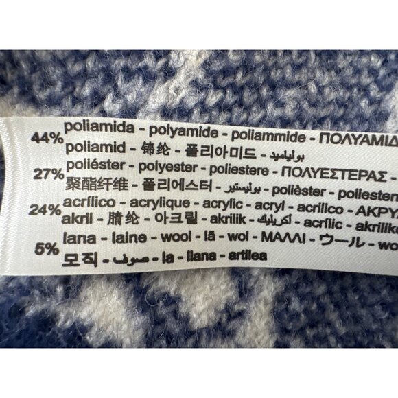 ZARA Floral Knit Cardigan XS Cropped Button-Front Wool Blend White/Blue NWT - Picture 5 of 13